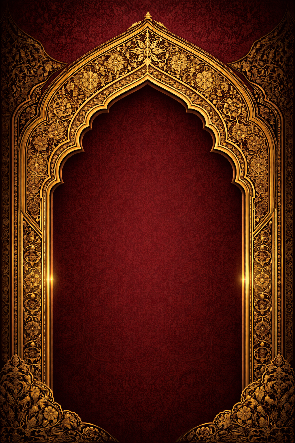 Islamic Mihrab Arch — Gold on Royal Maroon